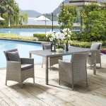 Conduit 5 Piece Outdoor Patio Wicker Rattan Dining Set