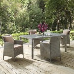 Conduit 5 Piece Outdoor Patio Wicker Rattan Dining Set