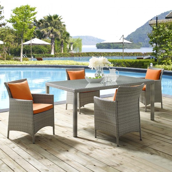 Conduit 5 Piece Outdoor Patio Wicker Rattan Dining Set