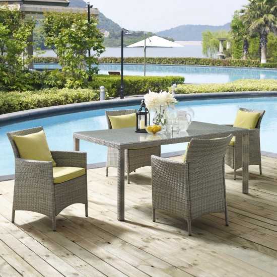 Conduit 5 Piece Outdoor Patio Wicker Rattan Dining Set