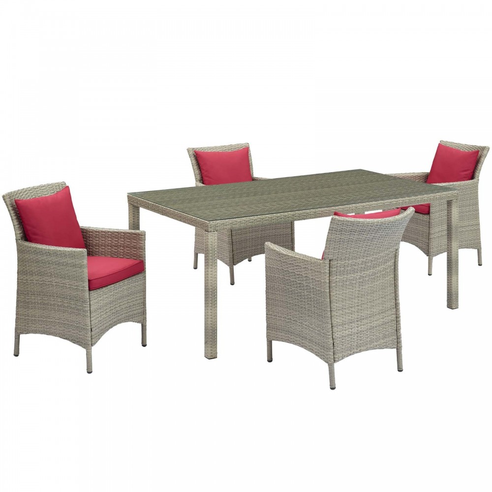 Conduit 5 Piece Outdoor Patio Wicker Rattan Dining Set