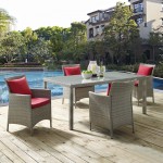 Conduit 5 Piece Outdoor Patio Wicker Rattan Dining Set