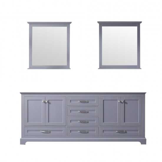 Dukes 80" Dark Grey Double Vanity, no Top and 30" Mirrors