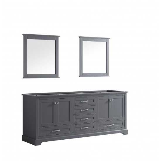 Dukes 80" Dark Grey Double Vanity, no Top and 30" Mirrors