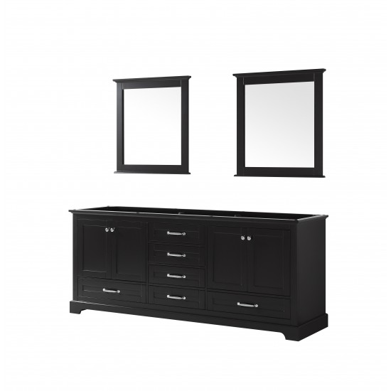 Dukes 80" Espresso Double Vanity, no Top and 30" Mirrors