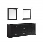 Dukes 80" Espresso Double Vanity, no Top and 30" Mirrors
