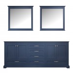 Dukes 80" Navy Blue Double Vanity, no Top and 30" Mirrors