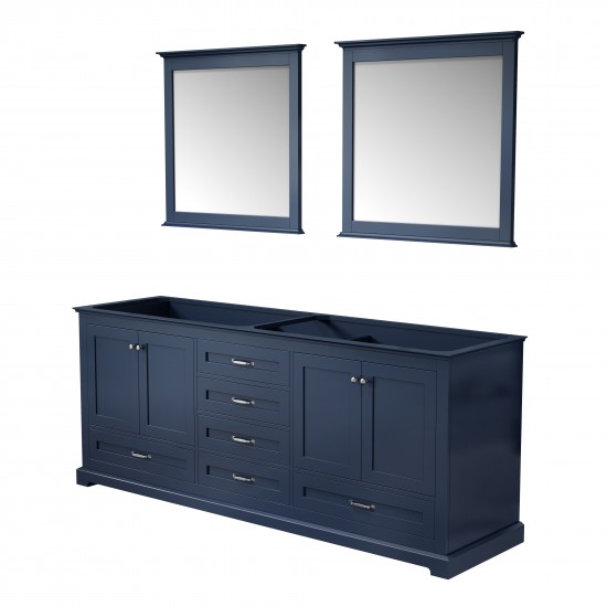 Dukes 80" Navy Blue Double Vanity, no Top and 30" Mirrors