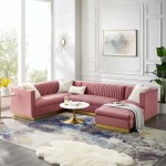 Sanguine 3 Piece Performance Velvet Sectional Sofa Set