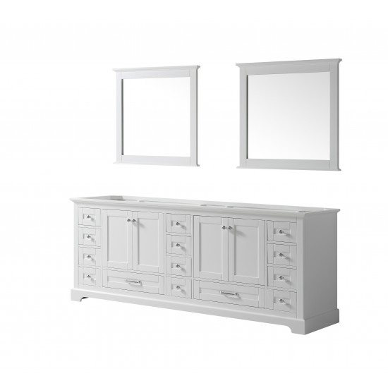 Dukes 84" White Double Vanity, no Top and 34" Mirrors