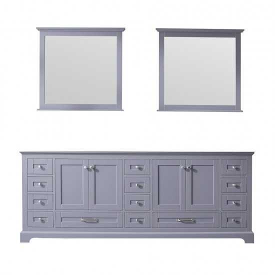 Dukes 84" Dark Grey Double Vanity, no Top and 34" Mirrors