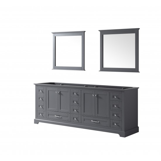 Dukes 84" Dark Grey Double Vanity, no Top and 34" Mirrors