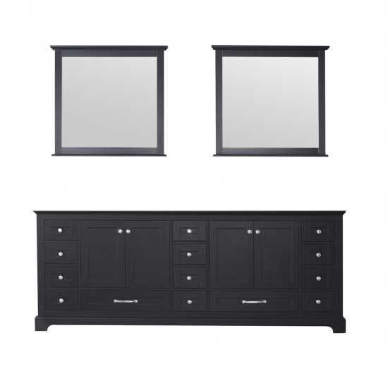 Dukes 84" Espresso Double Vanity, no Top and 34" Mirrors