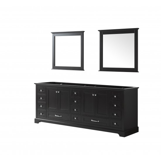 Dukes 84" Espresso Double Vanity, no Top and 34" Mirrors