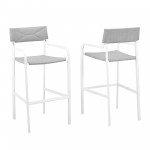 Raleigh Outdoor Patio Aluminum Bar Stool Set of 2