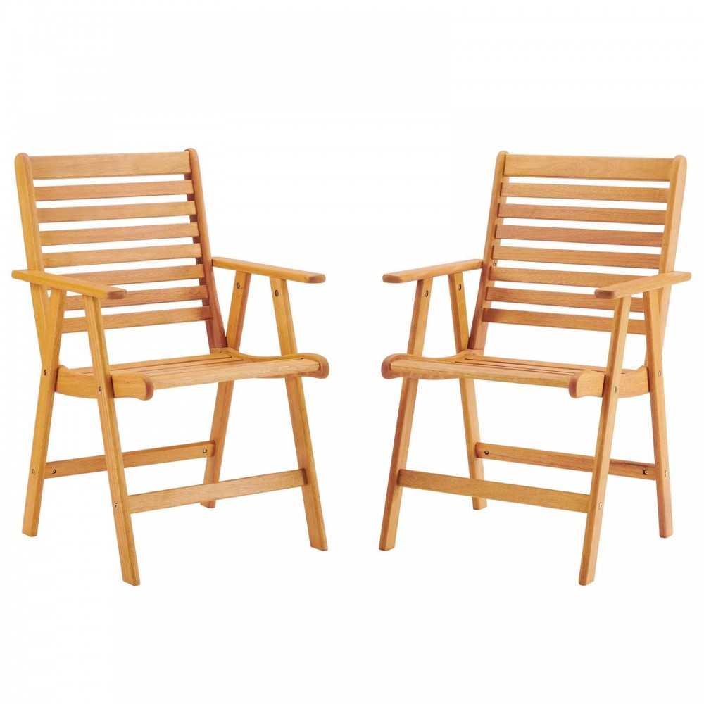 Hatteras Outdoor Patio Eucalyptus Wood Armchair Set of 2