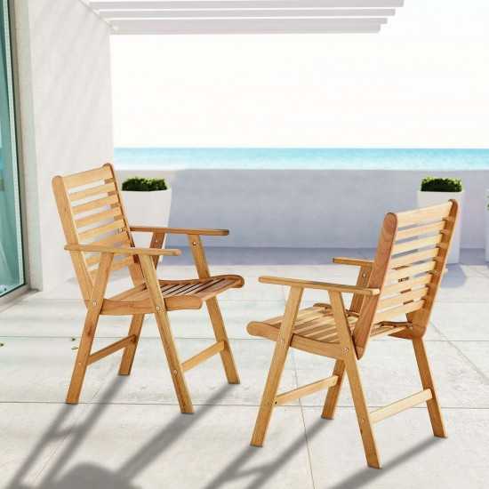 Hatteras Outdoor Patio Eucalyptus Wood Armchair Set of 2