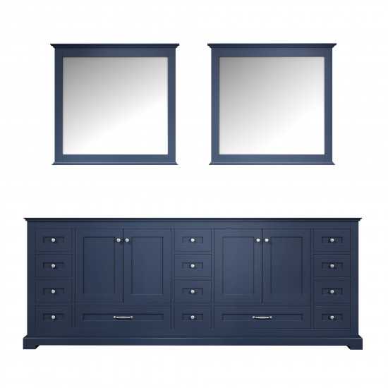 Dukes 84" Navy Blue Double Vanity, no Top and 34" Mirrors