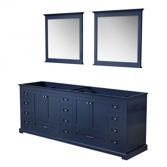 Dukes 84" Navy Blue Double Vanity, no Top and 34" Mirrors