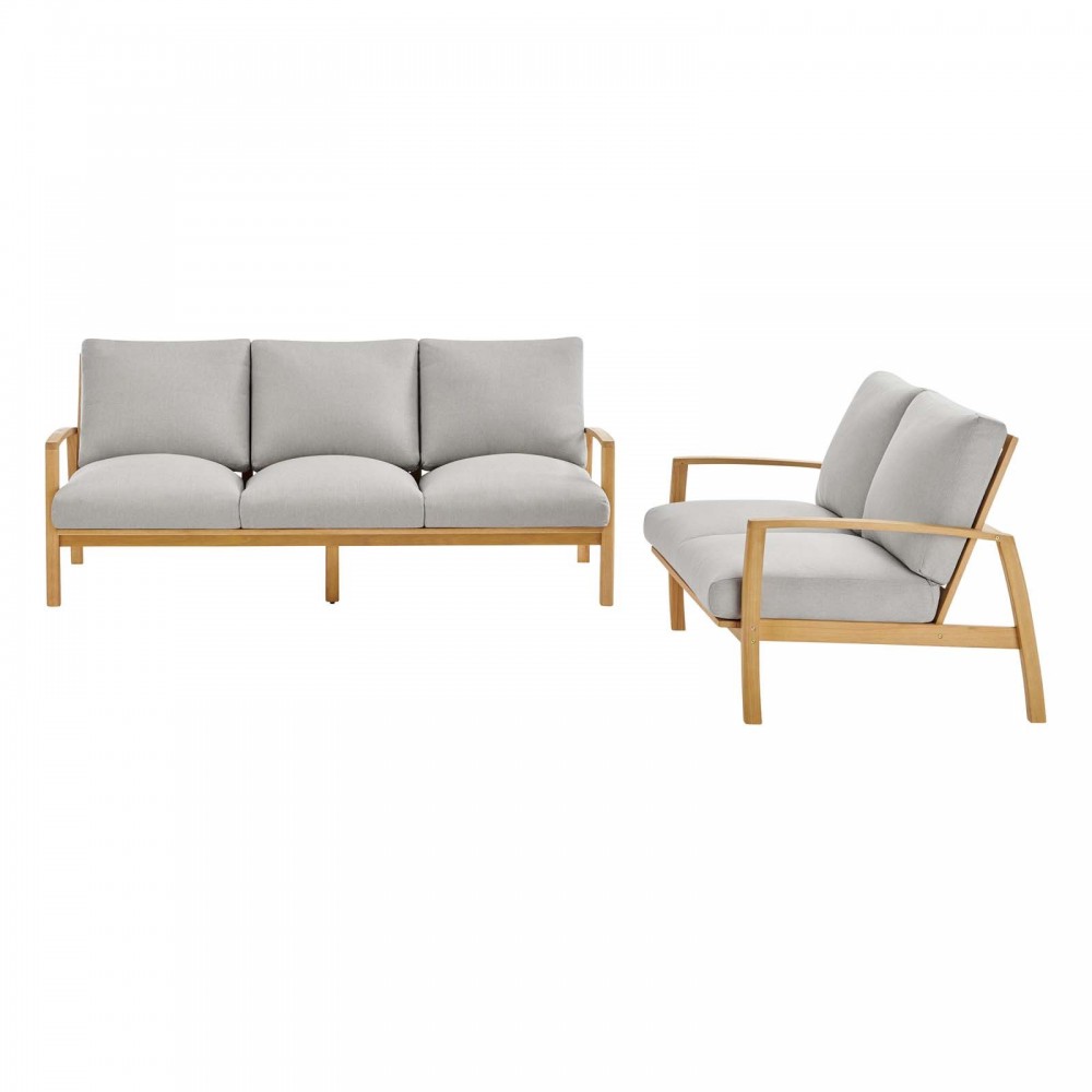 Orlean Outdoor Patio Eucalyptus Wood Sofa and Loveseat Set