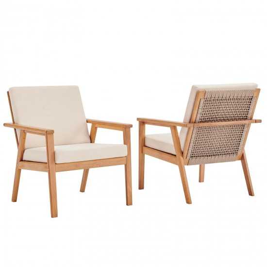 Vero Outdoor Patio Ash Wood Armchair Set of 2