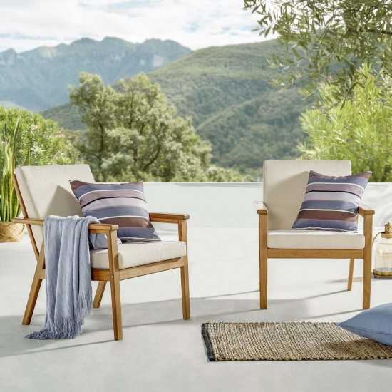 Vero Outdoor Patio Ash Wood Armchair Set of 2