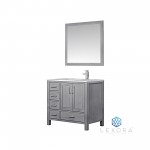 Jacques 36" Distressed Grey Single Vanity, White Carrara Marble Top, White Square Sink and 34" Mirror - Right Version