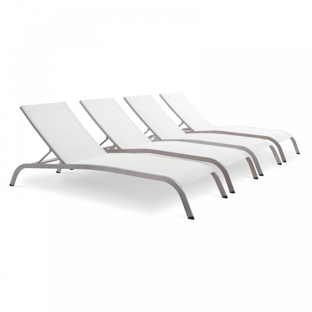 Savannah Outdoor Patio Mesh Chaise Lounge Set of 4