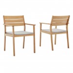 Viewscape Outdoor Patio Ash Wood Dining Armchair Set of 2