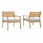 Breton Outdoor Patio Ash Wood Armchair Set of 2