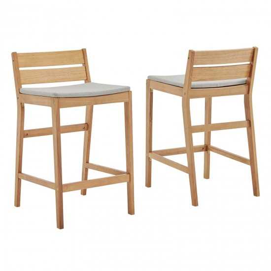 Riverlake Outdoor Patio Ash Wood Counter Stool Set of 2