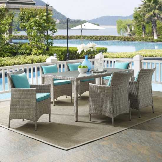 Conduit 7 Piece Outdoor Patio Wicker Rattan Dining Set