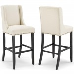 Baron Bar Stool Upholstered Fabric Set of 2