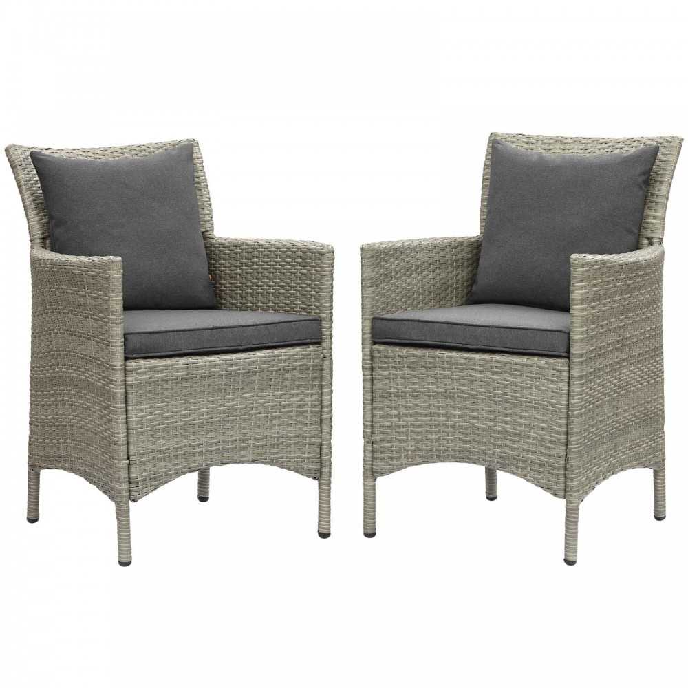 Conduit Outdoor Patio Wicker Rattan Dining Armchair Set of 2