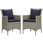 Conduit Outdoor Patio Wicker Rattan Dining Armchair Set of 2