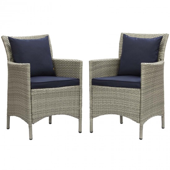 Conduit Outdoor Patio Wicker Rattan Dining Armchair Set of 2