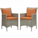 Conduit Outdoor Patio Wicker Rattan Dining Armchair Set of 2