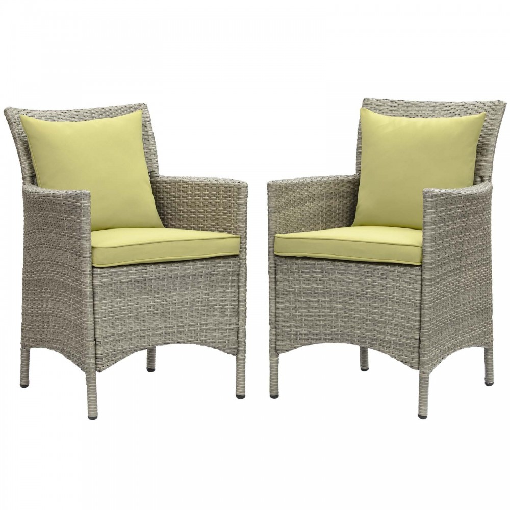 Conduit Outdoor Patio Wicker Rattan Dining Armchair Set of 2