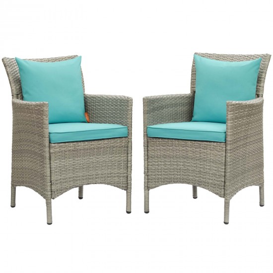 Conduit Outdoor Patio Wicker Rattan Dining Armchair Set of 2