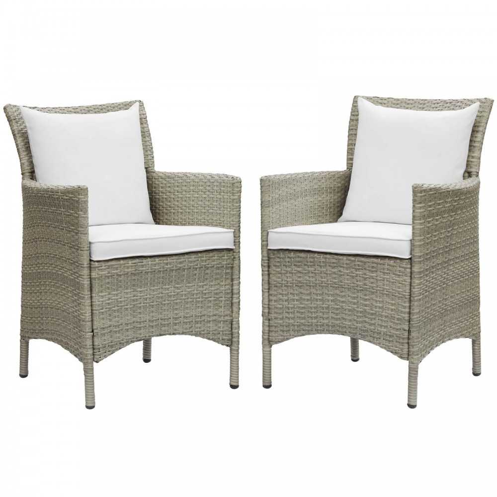 Conduit Outdoor Patio Wicker Rattan Dining Armchair Set of 2 Conduit Outdoor Patio Wicker Rattan Dining Armchair Set of 2