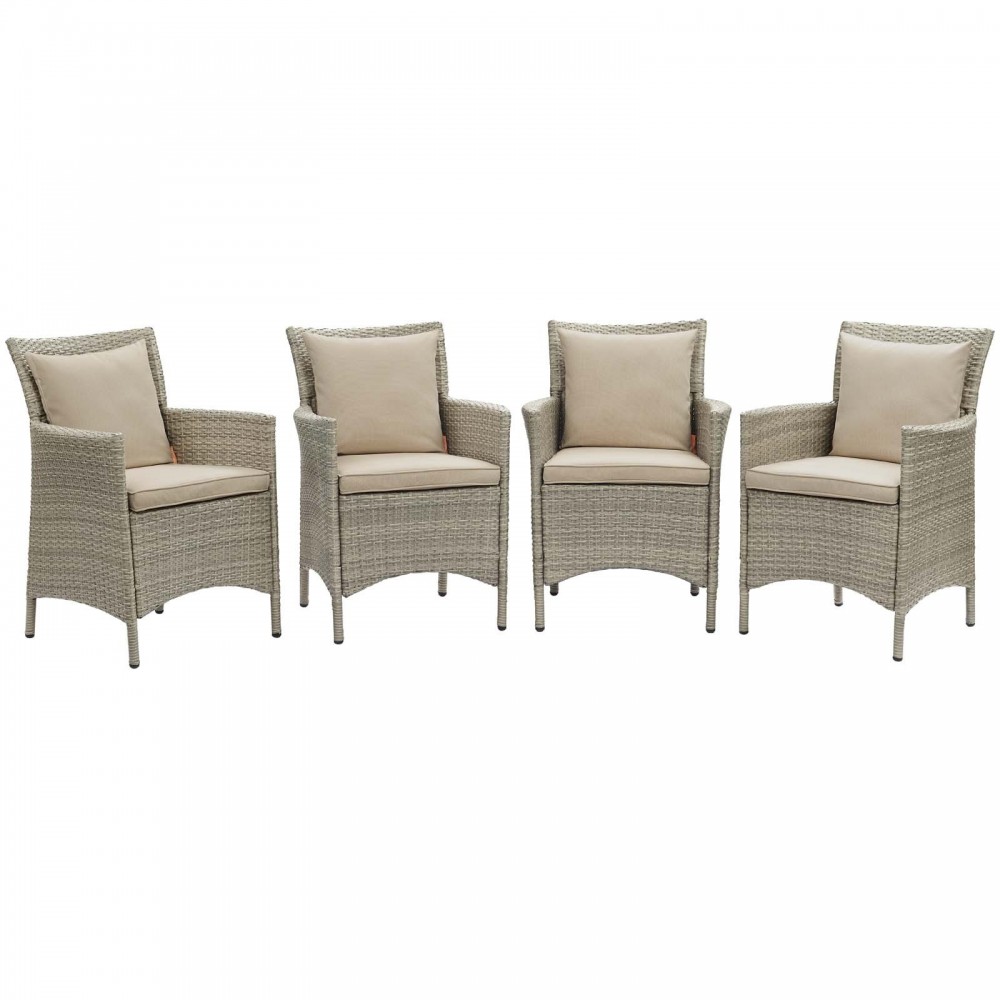 Conduit Outdoor Patio Wicker Rattan Dining Armchair Set of 4