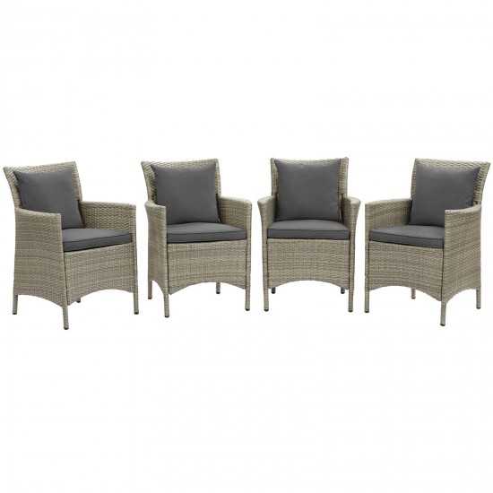 Conduit Outdoor Patio Wicker Rattan Dining Armchair Set of 4