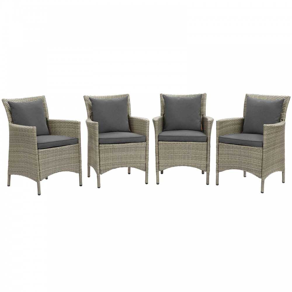 Conduit Outdoor Patio Wicker Rattan Dining Armchair Set of 4