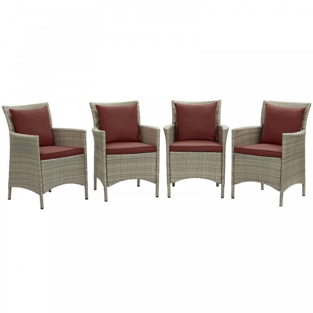 Conduit Outdoor Patio Wicker Rattan Dining Armchair Set of 4 Conduit Outdoor Patio Wicker Rattan Dining Armchair Set of 4