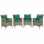 Conduit Outdoor Patio Wicker Rattan Dining Armchair Set of 4