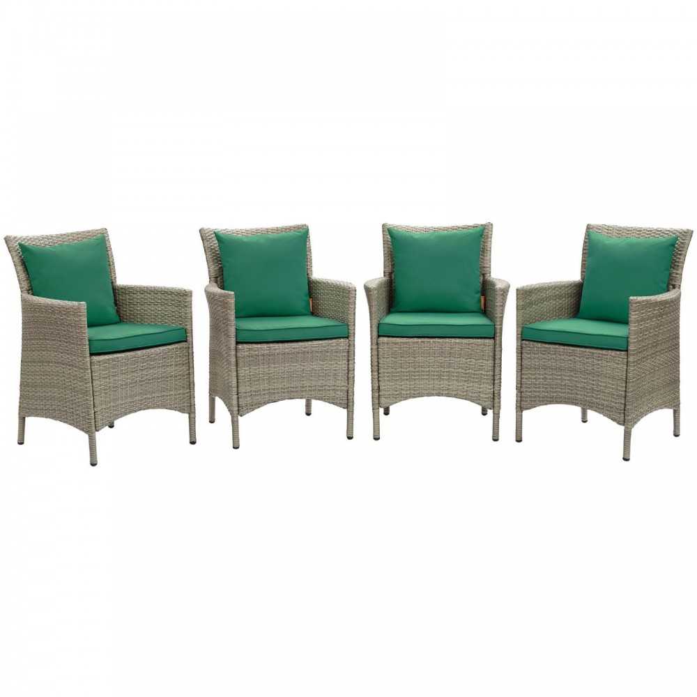 Conduit Outdoor Patio Wicker Rattan Dining Armchair Set of 4