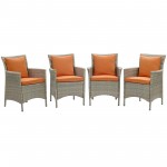 Conduit Outdoor Patio Wicker Rattan Dining Armchair Set of 4