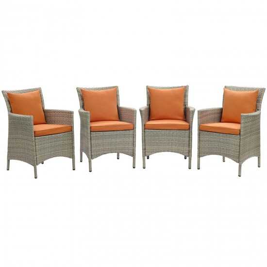 Conduit Outdoor Patio Wicker Rattan Dining Armchair Set of 4