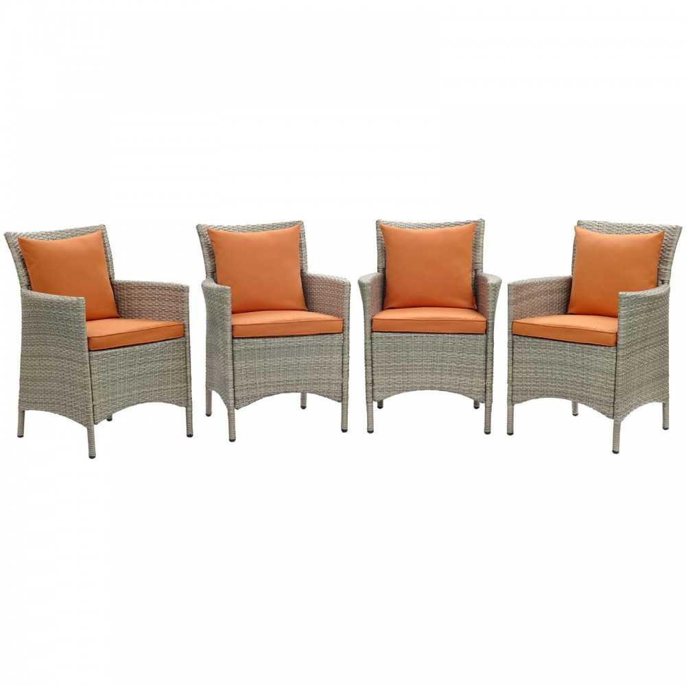 Conduit Outdoor Patio Wicker Rattan Dining Armchair Set of 4