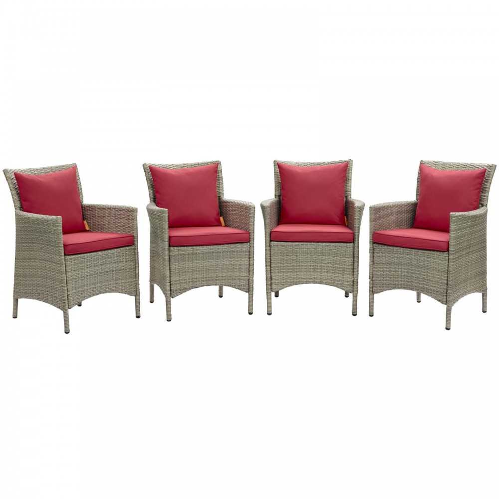 Conduit Outdoor Patio Wicker Rattan Dining Armchair Set of 4 Conduit Outdoor Patio Wicker Rattan Dining Armchair Set of 4